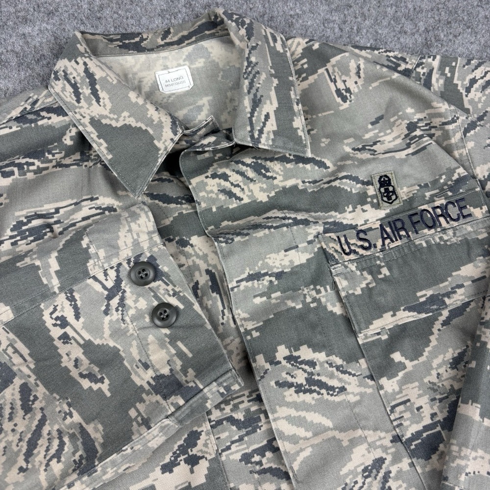 US Air Force ABU Military Jacket 44 Long Tiger Stripe Combat Coat Camo EUC Green - Picture 1 of 10